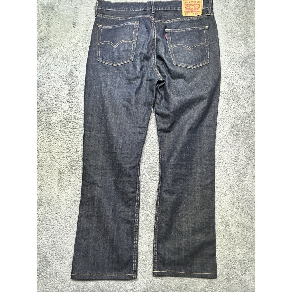 Levi's 514 Jeans Men's 36x30.5 Blue Dark Wash Straight Leg Denim Stretch HEMMED - Picture 3 of 12